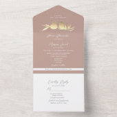 Blush Gold Lovebirds  All In One Uitnodiging (Binnen)