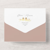Blush Gold Lovebirds  All In One Uitnodiging (Achterkant)
