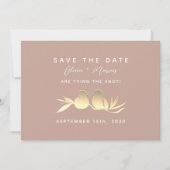 Blush Gold Lovebirds Wedding Save The Date (Voorkant)
