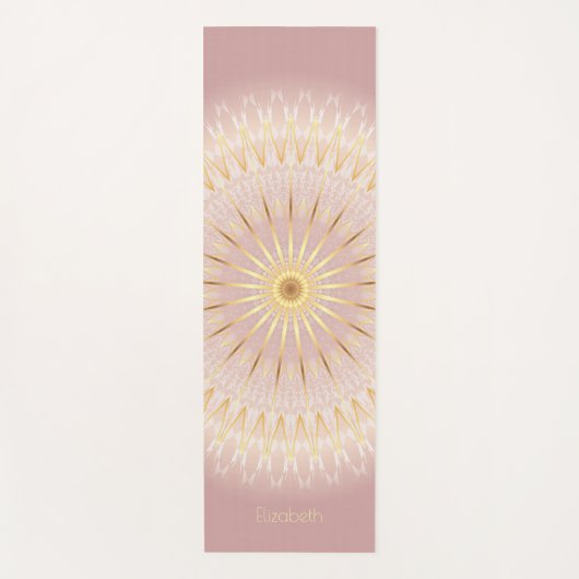 Blush Gold Mandala Jouw naam Yoga Mat (Voorkant)