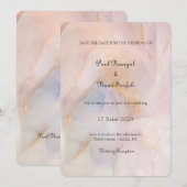 Blush & Gold Marble Uitnodiging voor een bruiloft (Voorkant / Achterkant)