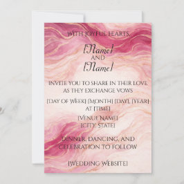 Blush & Gold Marble Wedding Invitation Kaart