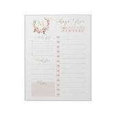 Blush & Gold Monogram Dagelijkse Planner Te Doen L Notitieblok (Linkerzijde)