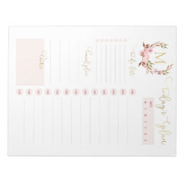 Blush & Gold Monogram Dagelijkse Planner Te Doen L Notitieblok