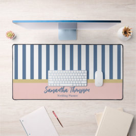 Blush Gold & Navy Gestreepte Naam en Bezetting Bureaumat
