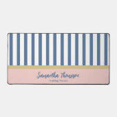 Blush Gold & Navy Gestreepte Naam en Bezetting Bureaumat (Voorkant)