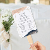 Blush, Gold & Navy Wedding Program Fan Handwaaier