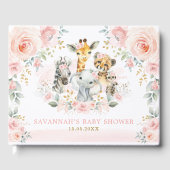 Blush Gold Oerwoud Safari Wilde Dieren Baby Meisje Gastenboek (Voorkant)