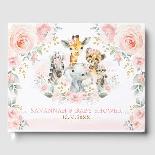 Blush Gold Oerwoud Safari Wilde Dieren Baby Meisje Gastenboek