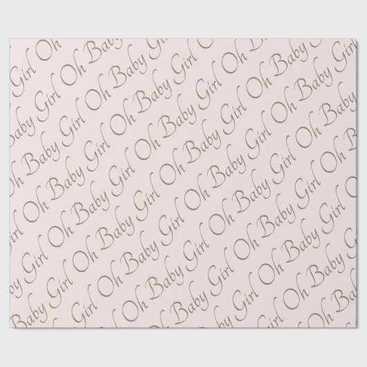 Blush & Gold Oh Baby Meisje Cadeaupapier (Zoom)