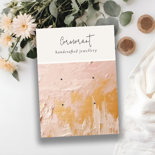 Blush Gold Oil Paint Texture 2 Oorbel Houder Visitekaartje