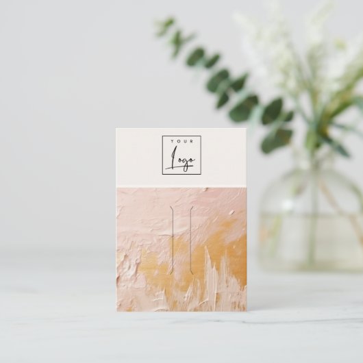 Blush Gold Oil Paint Texture Logo Hairpin Display Visitekaartje (Staand voorkant)