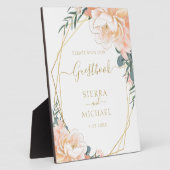 Blush Gold Peach Cream Floral Wedding Guestbook Fotoplaat (Zijkant)