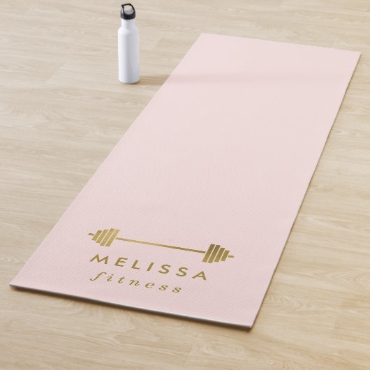 Blush & Gold Personalized Fitness Brand Yogamat (In situ)