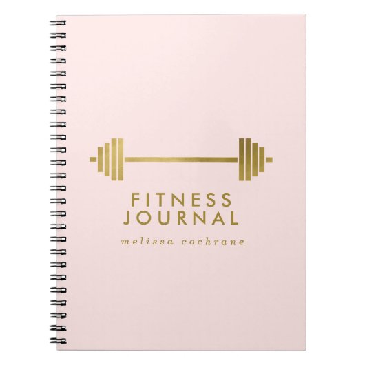 Blush & Gold Personalized Fitness Journal Notitieboek (Voorkant)