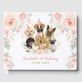 Blush Gold Pet Dogs Baby Girl Birthday Gastenboek