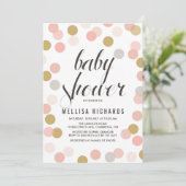Blush & Gold Polka Dots Baby shower Invitation Kaart (Staand voorkant)