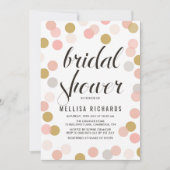 Blush & Gold Polka Dots Bridal Shower Invitation Kaart (Voorkant)