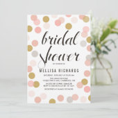 Blush & Gold Polka Dots Bridal Shower Invitation Kaart (Staand voorkant)