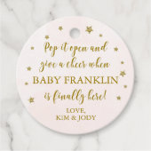 Blush & Gold Pop It Open Mini Champagne Bedankjes Labels (Voorkant)