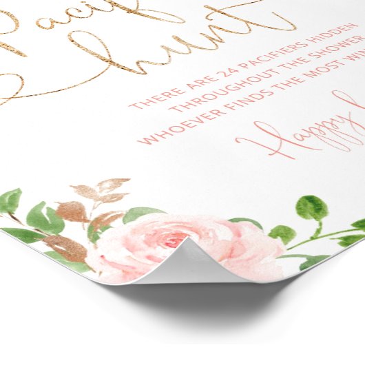 Blush gold pumpkin Pacifier jachtwedstrijd baby sh Poster (Hoek)