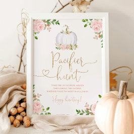 Blush gold pumpkin Pacifier jachtwedstrijd baby sh Poster