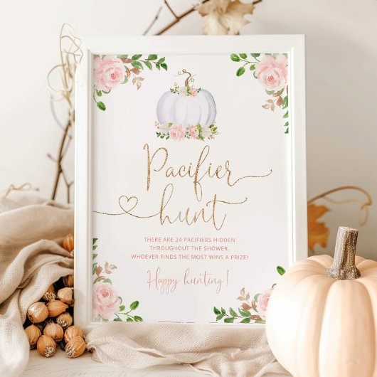Blush gold pumpkin Pacifier jachtwedstrijd baby sh Poster