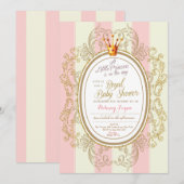 Blush Gold Royal Princess Baby shower Uitnodiging (Voorkant / Achterkant)