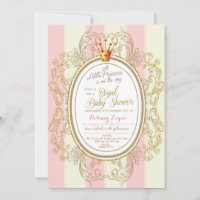 Blush Gold Royal Princess Baby shower Uitnodiging