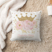 Blush Gold Royal Princess Crown Baby Birth Stats Kussen (Deken)