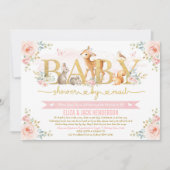 Blush Gold Rozen Woodland Baby shower per post Kaart (Voorkant)