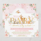Blush Gold Rozen Woodland Baby shower per post Kaart (Voorkant / Achterkant)