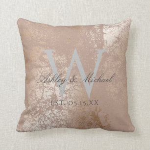 Blush & Gold Script Monogram Wedding Keepsake Kussen