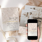 Blush Gold Scroll Damask Engaged Foto Save The Date