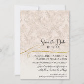Blush Gold Scroll Damask Engaged Foto Save The Date (Voorkant)