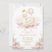 Blush Gold Swan Princess Balloon Baby shower Kaart (Voorkant)