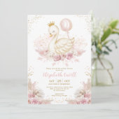 Blush Gold Swan Princess Balloon Baby shower Kaart (Staand voorkant)