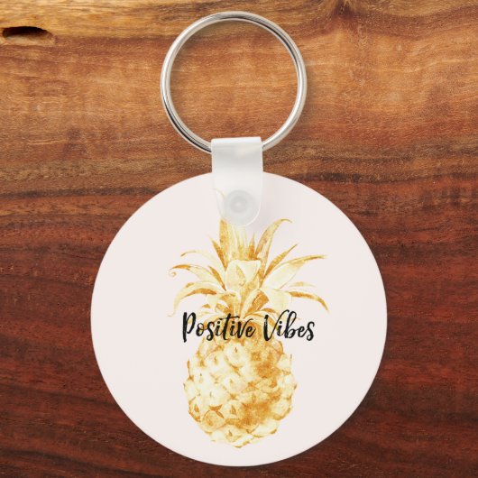 Blush Gold Tropical Pineappel Sleutelhanger (Voorkant)