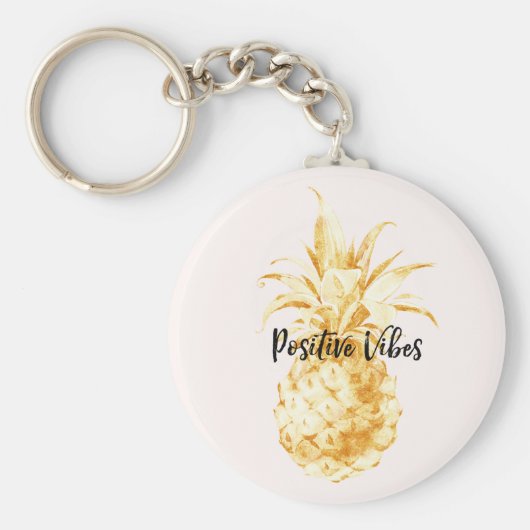 Blush Gold Tropical Pineappel Sleutelhanger (Voorkant)