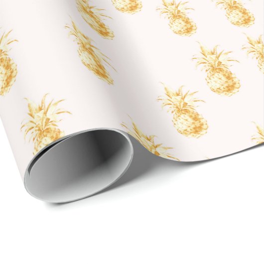 Blush Gold Tropische ananananassen Cadeaupapier (Rol Hoek)