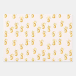 Blush Gold Tropische ananananassen Inpakpapier Vel