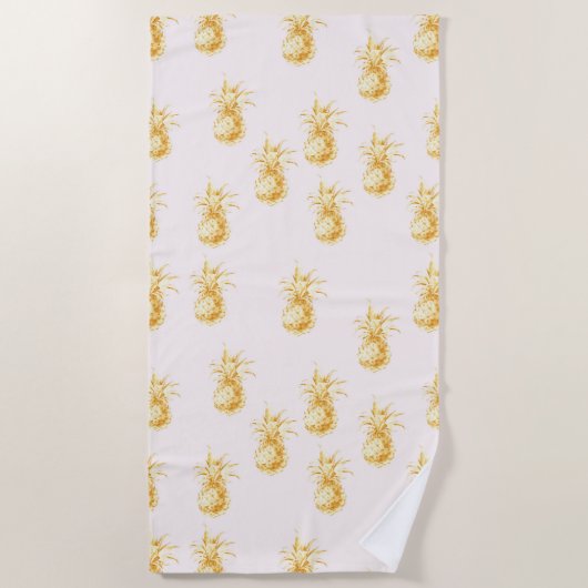 Blush Gold Tropische ananananassen Strandlaken (Voorkant)