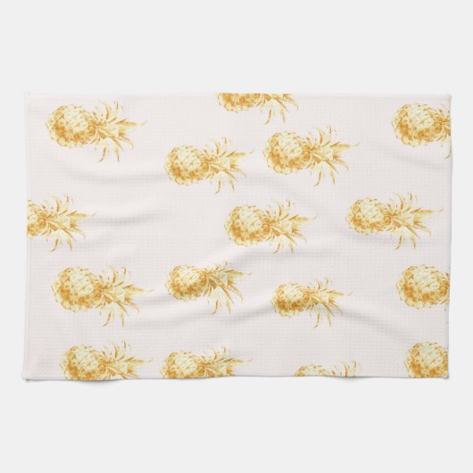 Blush Gold Tropische ananananassen Theedoek (Horizontaal)