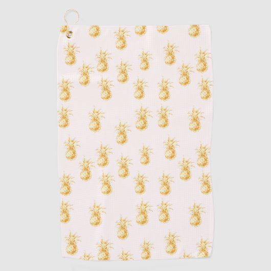 Blush Gold tropische anananassen Golfhanddoek (Voorkant)