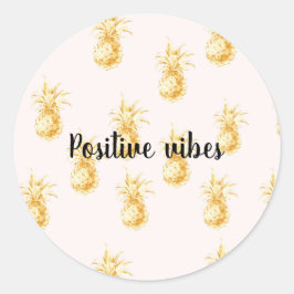 Blush Gold Tropische Ananas gepersonaliseerd citaa Ronde Sticker