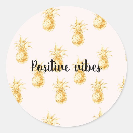 Blush Gold Tropische Ananas gepersonaliseerd citaa Ronde Sticker (Voorkant)