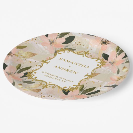  Blush Gold Trouwpapier Borden Papieren Bordje (Gekanteld)