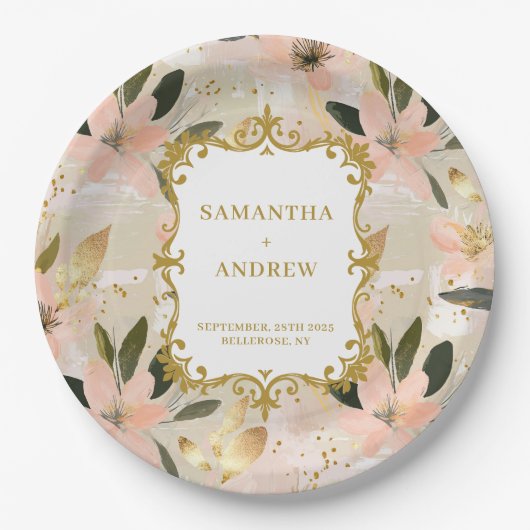 Blush Gold Trouwpapier Borden Papieren Bordje (Voorkant)