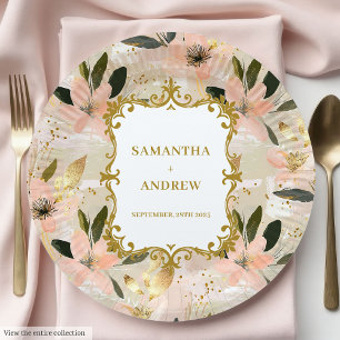 Blush Gold Trouwpapier Borden Papieren Bordje