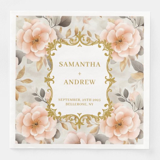  Blush Gold Trouwpapier servetten (Voorkant)